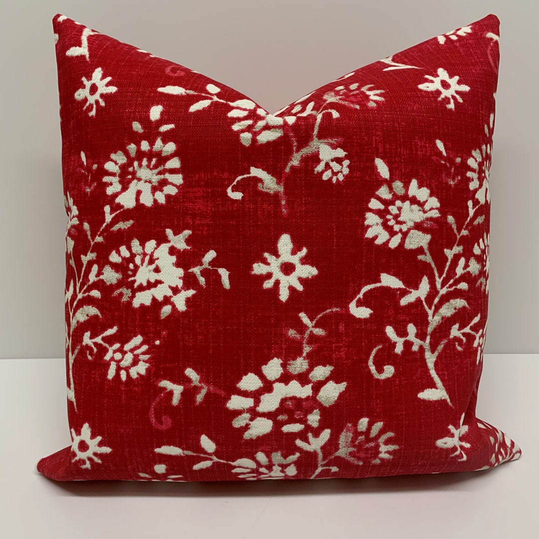 Pillow Cover Outdoor Pillow Cover Red White Floral Pillow Etsy