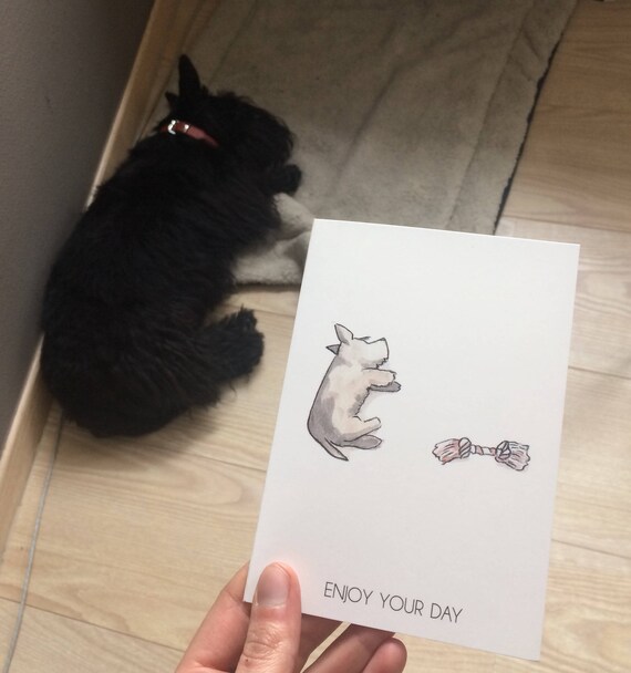 Happy Birthday Card Scottish Terrier Art Dog Greeting Etsy