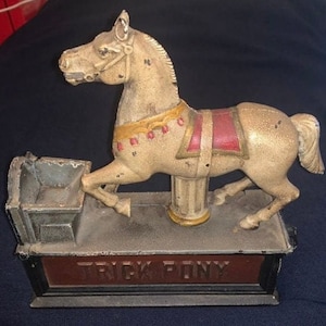 VINTAGE & Rare! &quot;TRICK PONY&quot; Metal / Mechanical Bank