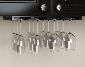 Under Cabinet Hanging Adjustable Stemware Rack By Rustic State Etsy