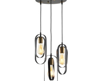 Rustic State Koza 3-Light Cluster  Chandelier Pendant Light Black