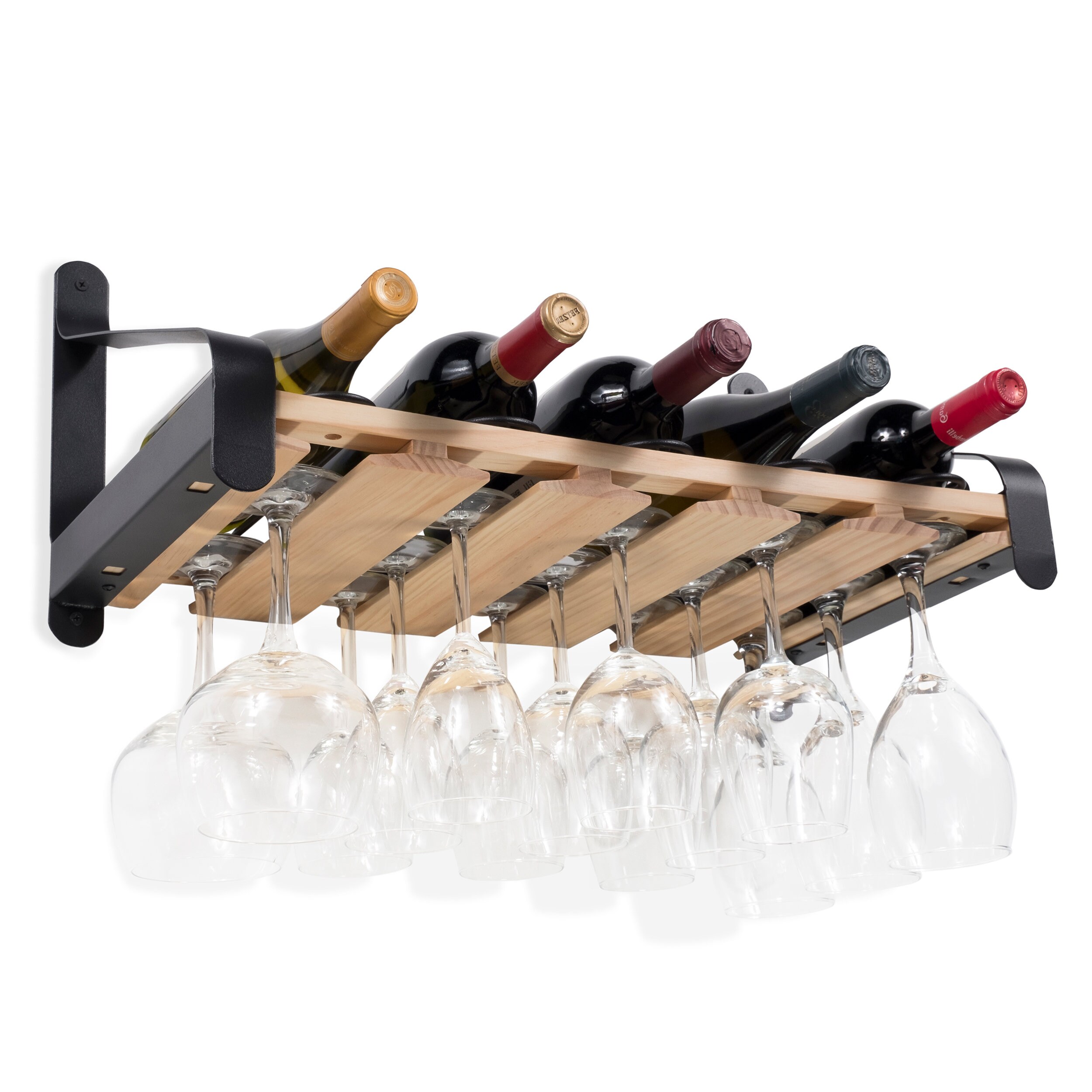 Rustic State Wall Mounted Wood Wine Rack With Stemware Holder Etsy