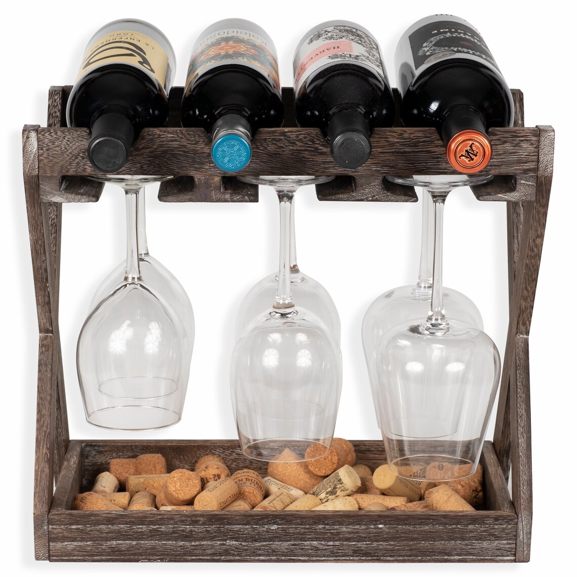 Rustic State Cava Solid Wood Wine and Glass Rack Cork Storage Etsy