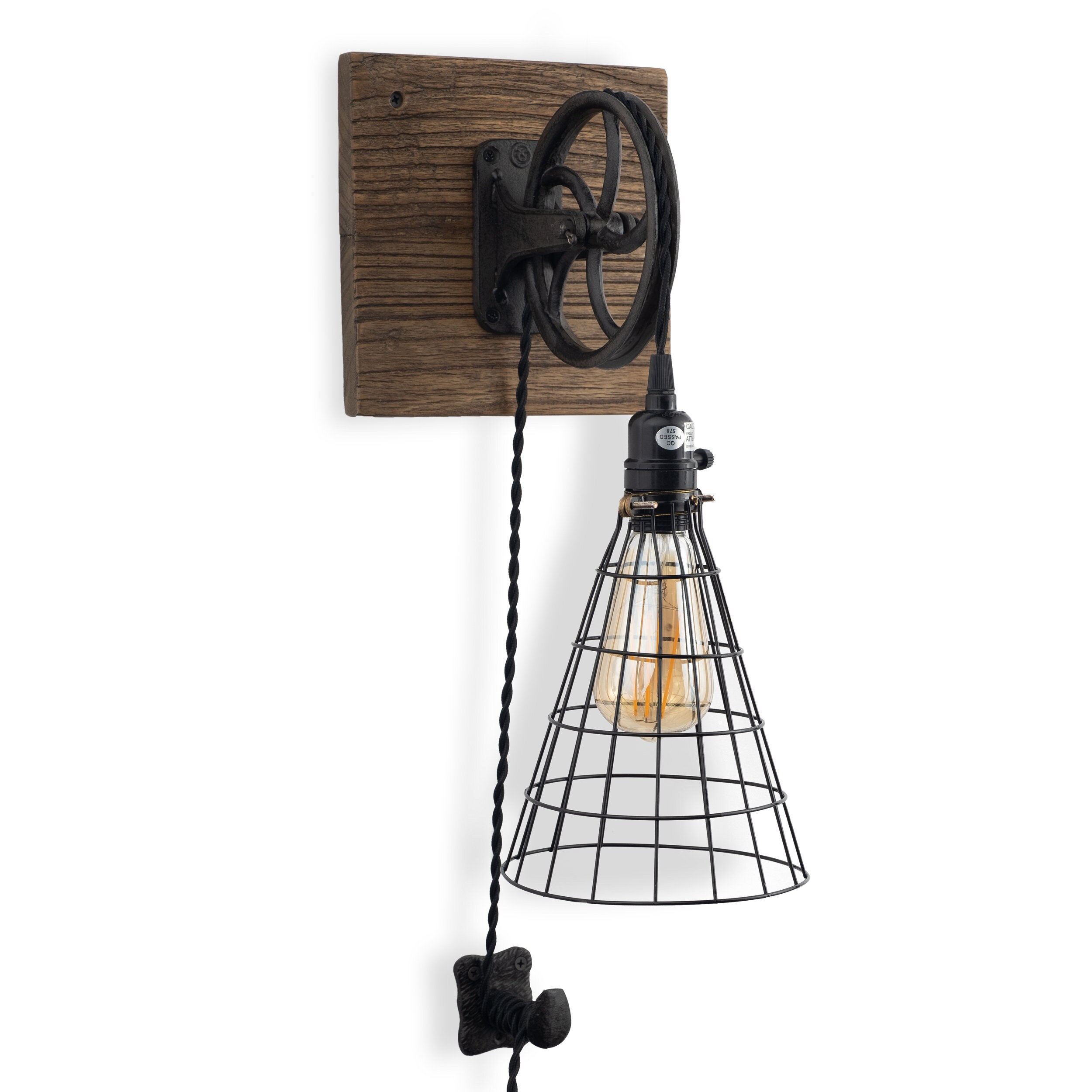 Rustic State Vintage Unique Industrial Wood and Pulley Design Etsy