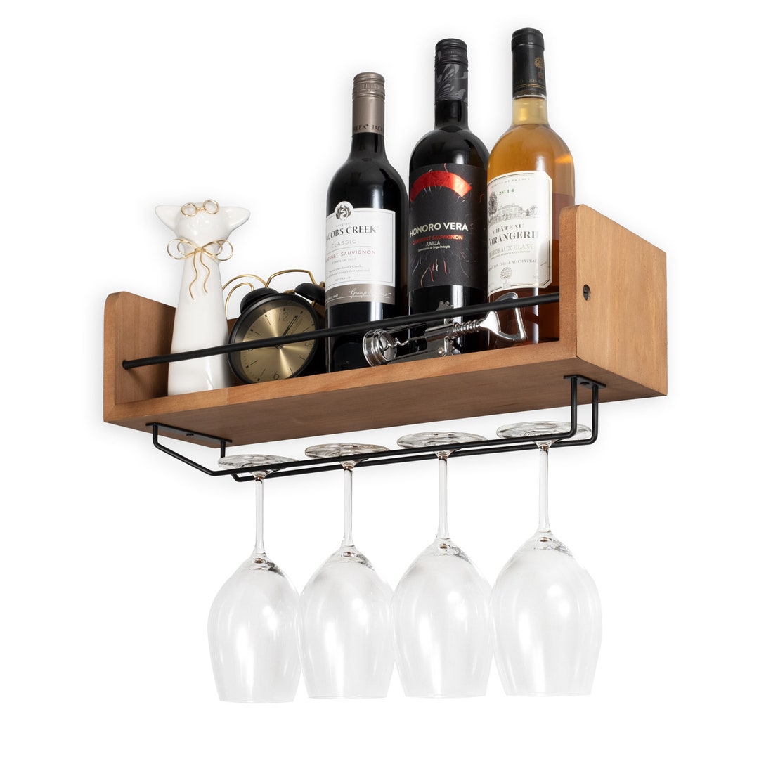 Rustic State William Wall Mount Wine and Stemware Rack Bar Etsy