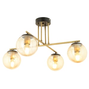 Rustic State Glam 4- Light Linear Sputnik Chandelier | Black