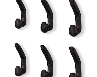 Rustic State Halle Wall Mount Coat Hanger Hooks Multiuse Entryway Railroad Spike Rack Cast Iron Towel Hanger Black Set of  6