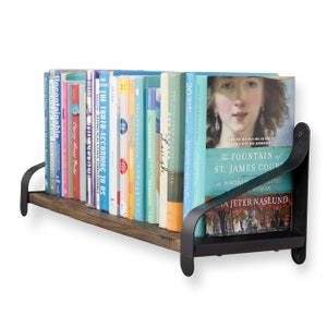 Wall Mount Vintage 24 Inch Floating Shelf with Sturdy Iron Brackets by Rustic State Ideal for Books Collectibles Decoration, Reclaimed Wood