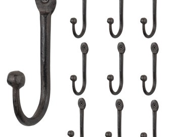 Rustic State Totman Wall Mount Coat Hanger Hooks Multiuse Entryway Railroad Spike Rack Cast Iron Black Set of  10