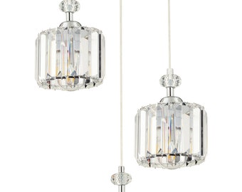 Rustic State Saka 3- Light Chrome Plated Pendant Light with Crystal Shades