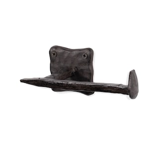 Rustic State Motris Railroad Spike Cast Iron Toilet Paper Holder 6.5 Inch Black