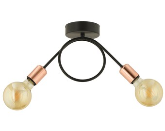 Rustic State Zeyrek 2-Light Linear Ceiling Light Fixture | Black and Copper