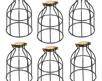 Rustic State Lamp Curved Light Cage Metal Lamp Shade | Black | Set of 6