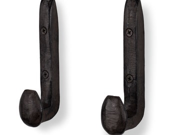 Rustic State Puntal Wall Mount Coat Hanger Hooks Multiuse Entryway Railroad Spike Rack Cast Iron Towel Hanger Black Set of  2