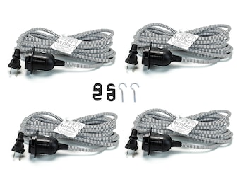 Retro 15-feet Fabric Cord by Rustic State for Hanging Light Fixtures Set of 4, Black and White