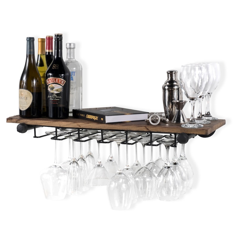 Rustic State Floating Shelf Stemware Holder Wine Rack Etsy
