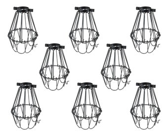 Rustic State Lamp Small Light Cage | Metal Lamp Shade | Black | Set of 8