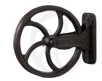 Rustic State Halat Cast Iron Vintage Industrial Wheel Farmhouse Wall Mount Pulley 6.75 Inch Diameter for Custom Make Lamps and Fixtures