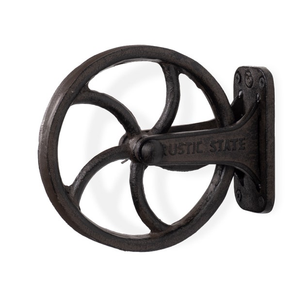Rustic State Halat Cast Iron Vintage Industrial Wheel Farmhouse Wall Mount Pulley 6.75 Inch Diameter for Custom Make Lamps and Fixtures