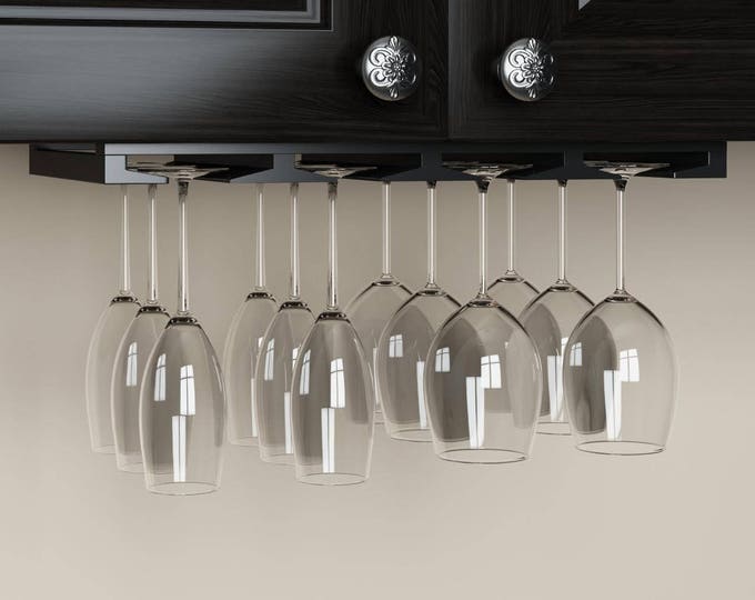 Under Hanging Stemware Rack Set With Easy Installation Stickers