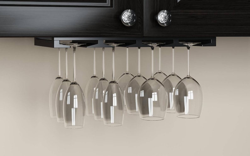 Rustic State Under Cabinet Wooden Hanging Wine Glass Holder