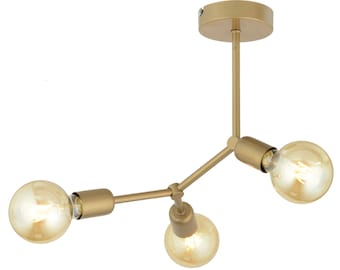 Rustic State Acrobat 3-Light Adjustable Mid Century Sputnik Chandelier , Brass