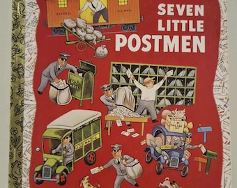 Siedmiu małych listonoszy – wznowienie z 1980 r. – Mała złota książeczka w stylu vintage – bardzo dobry stan