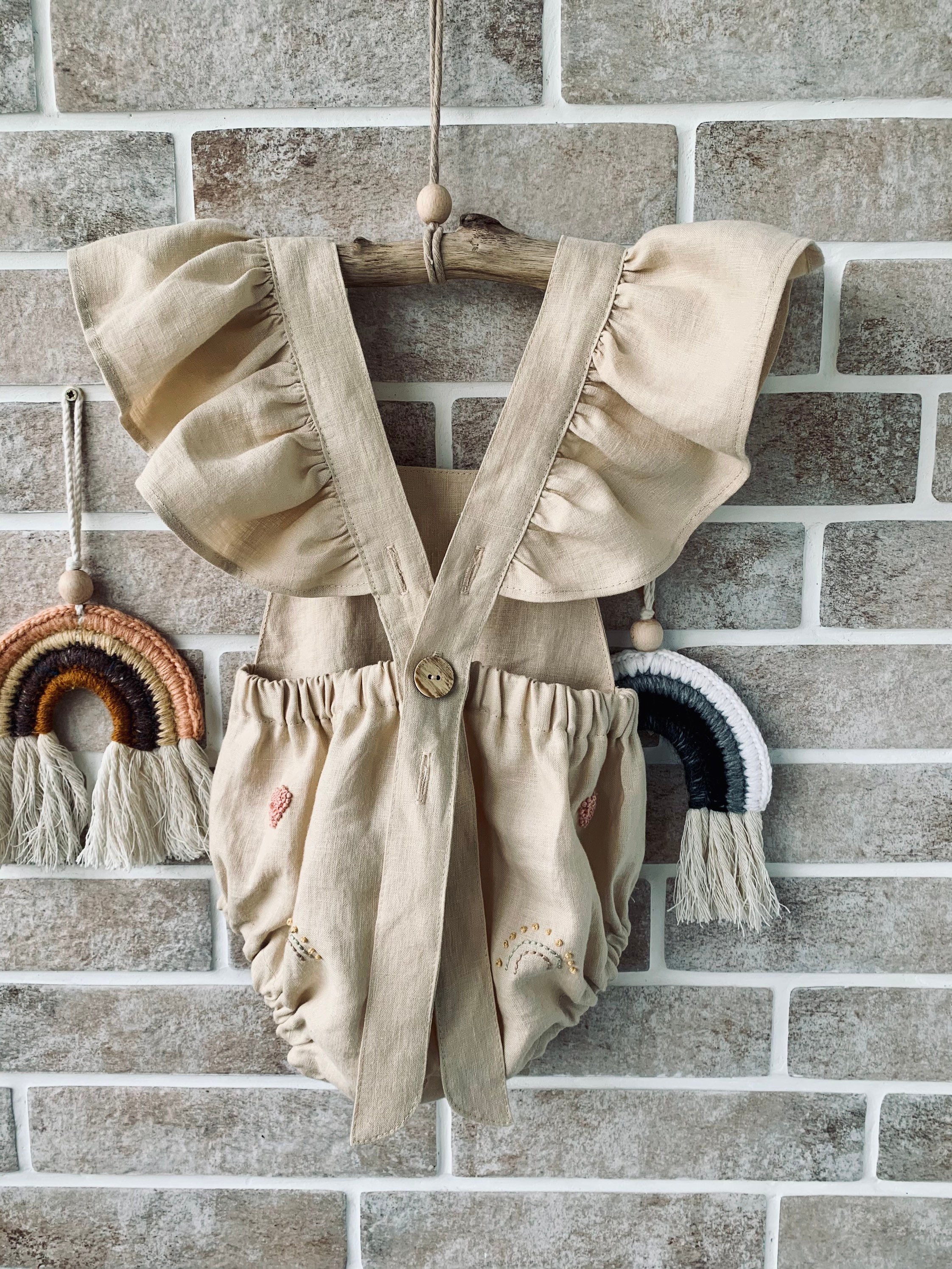 Linen Baby Romper Ruffler Toddler Romper Linen Jumpsuit 1st Etsy