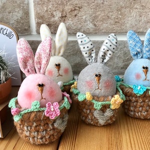 Easter Bunny  Basket Cute Easter Rabbit Easter Decor Little Buny Sweet Easter Set Bunny Happy Easter Spring Decor Easter decorations Eggs