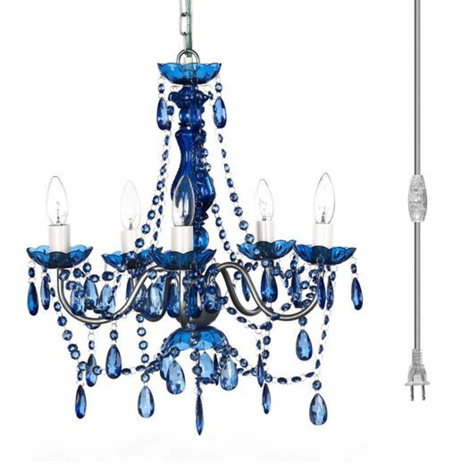 5 Light Blue Chandelier Plug in Etsy
