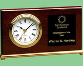 Personalized Custom Engraved 7 1 2 quot x 4 quot Rosewood Piano Finish Horizontal Desk Clock.