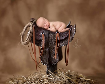 Western Newborn Digital Backdrop, Saddle Newborn Digital Backdrop