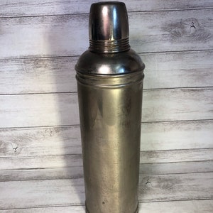 Vintage Thermos, Metal Thermos, Made in USA, Red and Yellow 