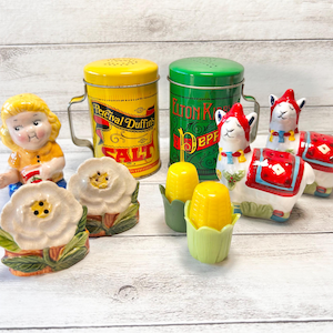 Lot of Retro Salt and Pepper Shakers | Vintage and Retro Kitchen | Four Sets and One Single Shaker