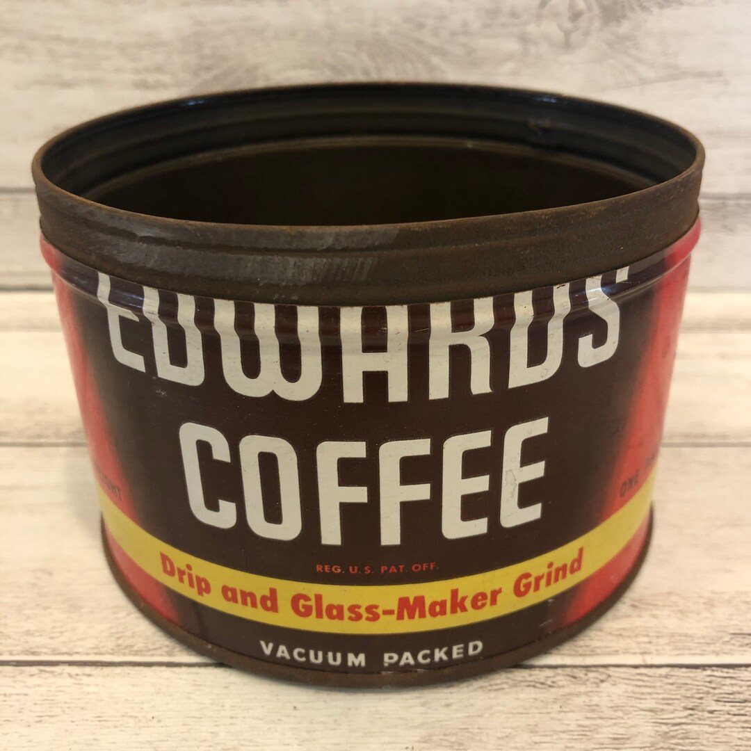 Vintage Midcentury Edwards Coffee Tin for Farmhouse Decor Etsy