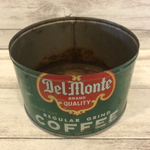 Vintage Mid-Century Del Monte Regular Grind Ortho-Cut Coffee Tin for your Retro Kitchen, Coffee Bar or Farmhouse Decor