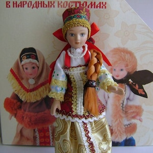 Handcrafted porcelain doll - Kostroma N2 Dolls in folk costumes