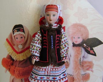 Handcrafted porcelain doll - Ukraine women costume Lviv  N74 Dolls in folk costumes