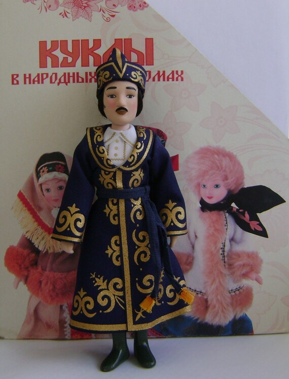 Porcelain doll Kazakh man in folk costume