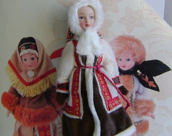 Handcrafted porcelain doll - Nenets women costume   N68 Dolls in folk costumes
