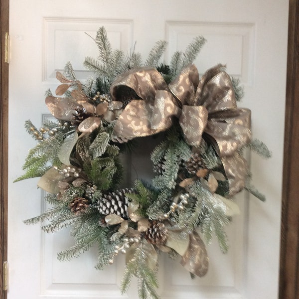 Flocked Christmas Wreaths, Platinum Door Wreath, Christmas Wreaths, Matching Wreaths, Double Door wreath, Elegant wreath, Silver door wreath