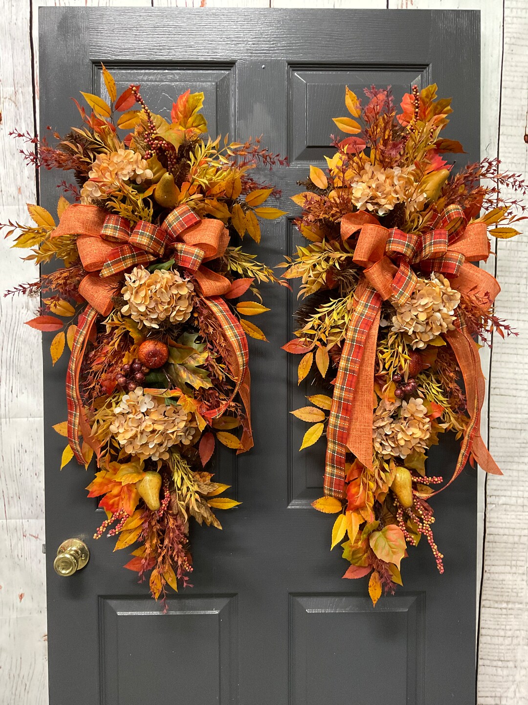 Double Door Fall Swags Matching Fall Swags Autumn Wreaths Etsy