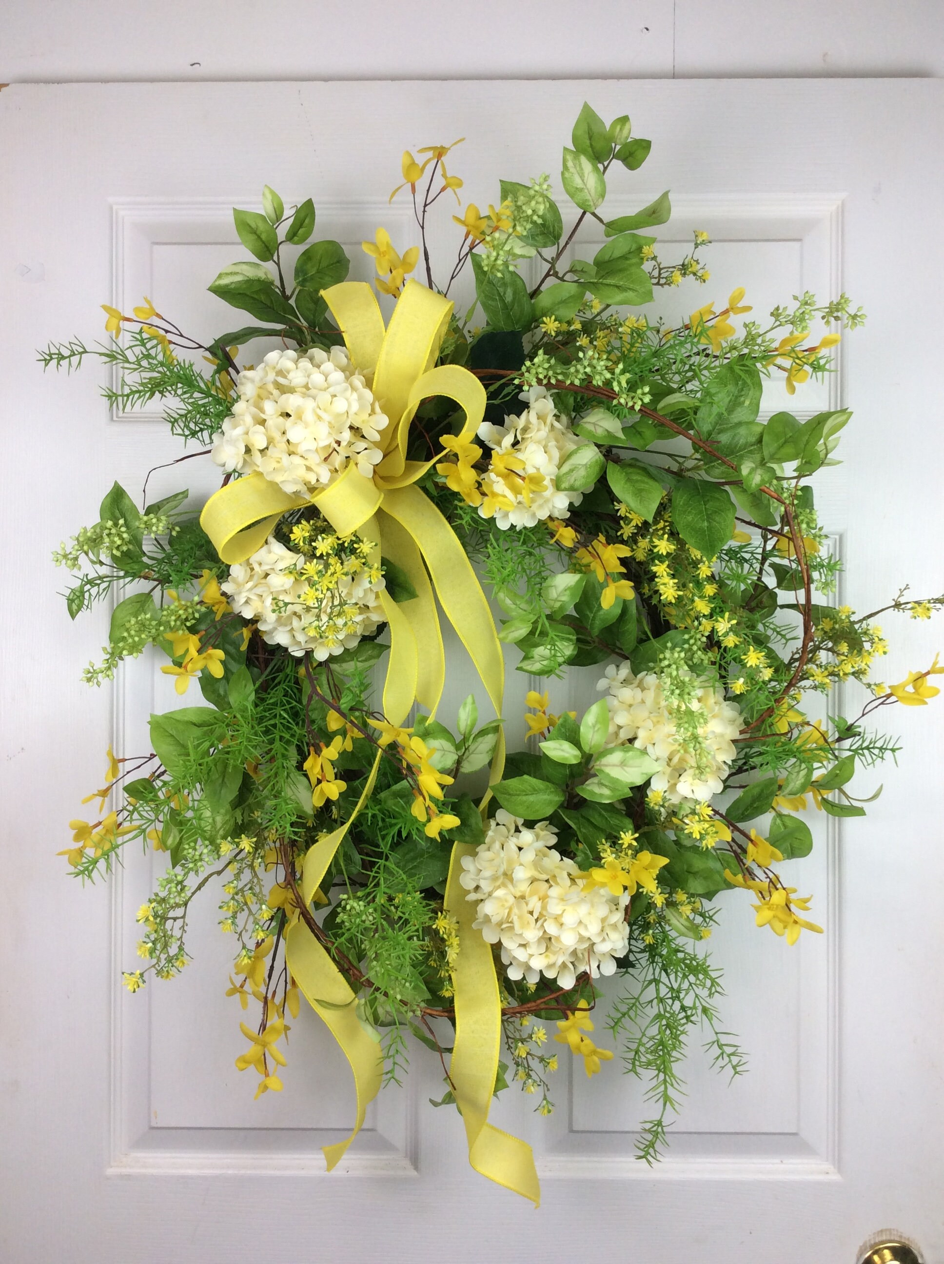 Yellow door wreath Front door spring Wreath Summer Wreaths Etsy