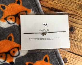 For Foxs Sake / Fox Wish Bracelet / Funny Gift / Wildlife / Fox Charm