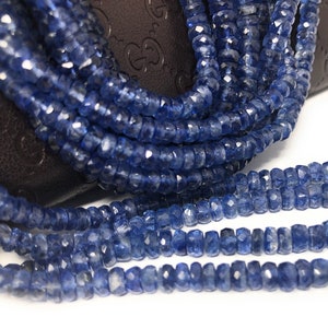 Kyanite Gemstone Beads, Jewelry Supplies, Wholesale Bulk Beads, Natural Kyanite Faceted Beads AAA Grade, 3.5mm - 5mm