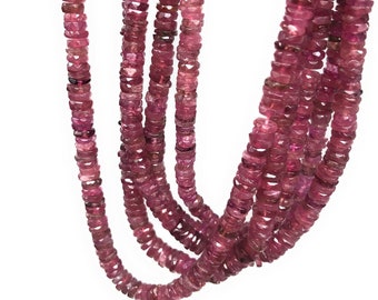 Natural Tourmaline Beads, Gemstone Beads, Pink Tourmaline Heishi Beads, Tourmaline Beads, Wholesale Beads, 5.5mm - 6mm, 13.25" Strand