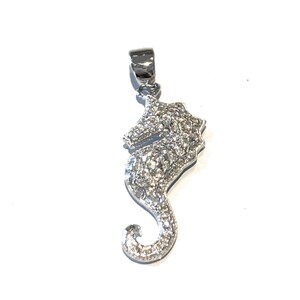 Colgante de caballito de mar, colgante con dije de caballito de mar, colgante de plata esterlina, colgante de animal, colgante pavé, colgante de plata, joyería de bricolaje, fabricación de joyas