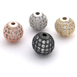 12mm Shamballa Beads, Spacer Beads, Pave Beads, CZ Micro Pave Beads, Gold Pave Beads, Silver Pave Beads, Rose Gold Beads, Jewelry Supplies,