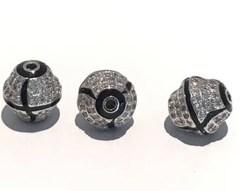 Perline micro pavé di zirconi cubici, perline distanziatrici, componenti per la creazione di gioielli, forniture per gioielli, perline bicono, 12 x 11 mm, 1 pezzo