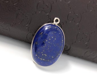 Lapis Lazuli Gemstone Charm, Sterling Silver Charm for DIY Jewelry Making, 26x17x7mm